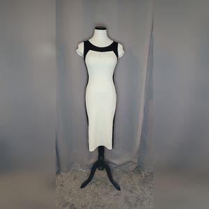 bebe black and white bodycon dress